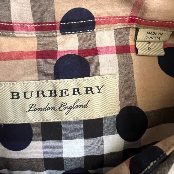 NWOT! Burberry Polka Dot Nova Plaid Button Down Shirt S/P  $850 - Picture 12 of 14